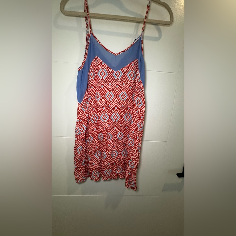 AKIRA Red and Blue Patterned Dress